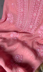 Load image into Gallery viewer, Women&#39;s Lakhnavi Handcrafted Mul Chanderi Unstitched Kurta And Dupatta Set- HONC0310810
