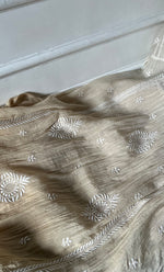 Load image into Gallery viewer, Izana Women's Lakhnavi Handcrafted Mul Chanderi Semi - stitched Chikankari Full Suit Material - HONC0333506