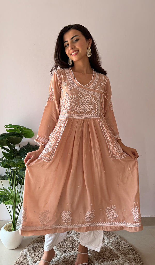 Fawziya Women's Lucknowi Handcrafted Cotton Angrakha - HONC0382493