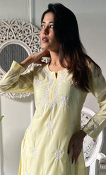 将图像加载到图库查看器中， Women's Lucknowi Handcrafted Cotton Chikankari Kurti - HONC0330718