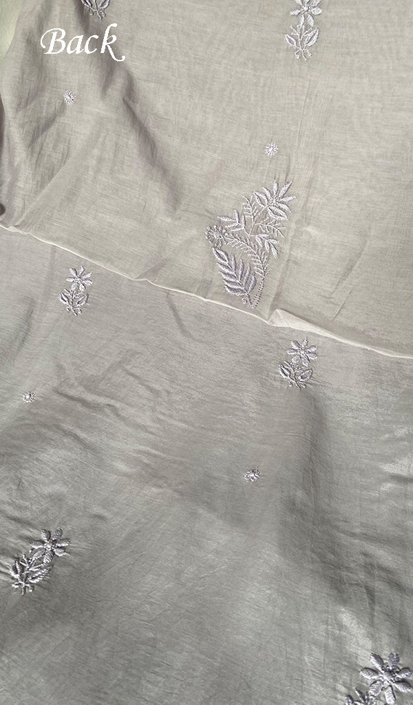 Women's Lakhnavi Handcrafted Muslin Unstitched Chikankari Full Suit - HONC0344385