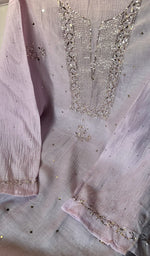 Load image into Gallery viewer, Women&#39;s Lakhnavi Handcrafted Mul Chanderi Chikankari Semi - Stitched Kurti Fabric - HONC0267554
