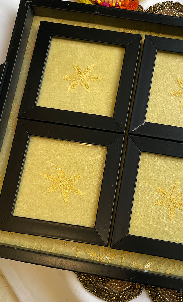Chikankari Tray with Four Coasters - HONC0254714
