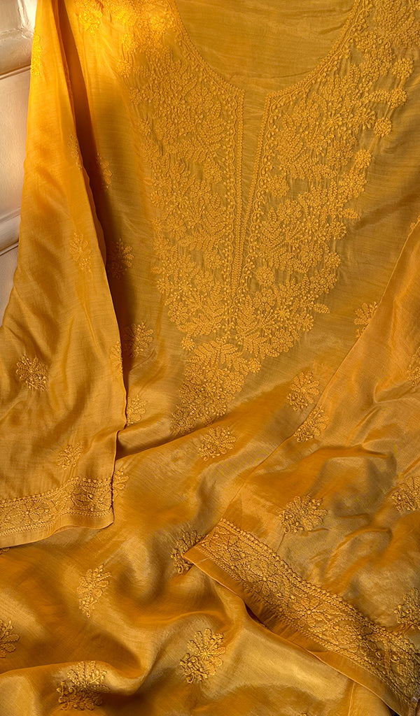 Anabia Women's Lucknowi Handcrafted Muslin Chikankari Suit Material - HONC0225493