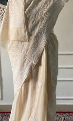 Load image into Gallery viewer, Women's Lakhnavi Handcrafted Cotton Chikankari Saree - HONC0317302