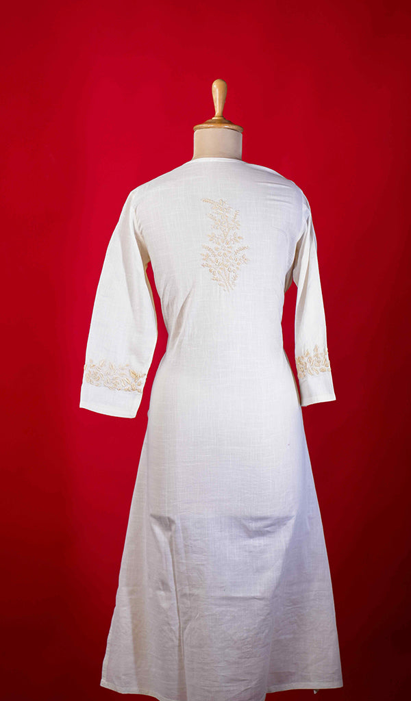 Women's Lucknowi Handcrafted Cotton Chikankari Kurti - HONC0219431