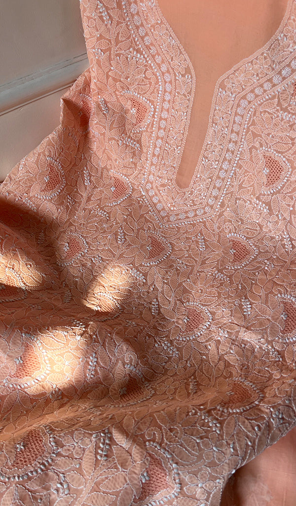 Alayna Women's Lakhnavi Handcrafted Unstitched Cotton Chikankari Suit Material - HONC0294560