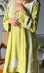 Load image into Gallery viewer, Women&#39;s Lakhnavi Handcrafted Modal Cotton Chikankari Kurta And Pant Set - HONC0300580
