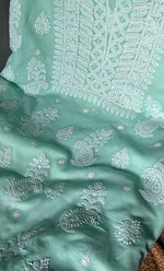 将图像加载到图库查看器中， Women&#39;s Lakhnavi Handcrafted Unstitched Cotton Chikankari Suit Material - HONC0285043

