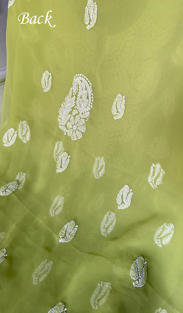 Women's Lucknowi Handcrafted Faux-Georgette Unstitched Chikankari Suit Material - HONC0347506