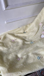 Load image into Gallery viewer, Women's Lakhnavi Handcrafted Mul Chanderi Unstitched Chikankari Full Suit Material - HONC0365830
