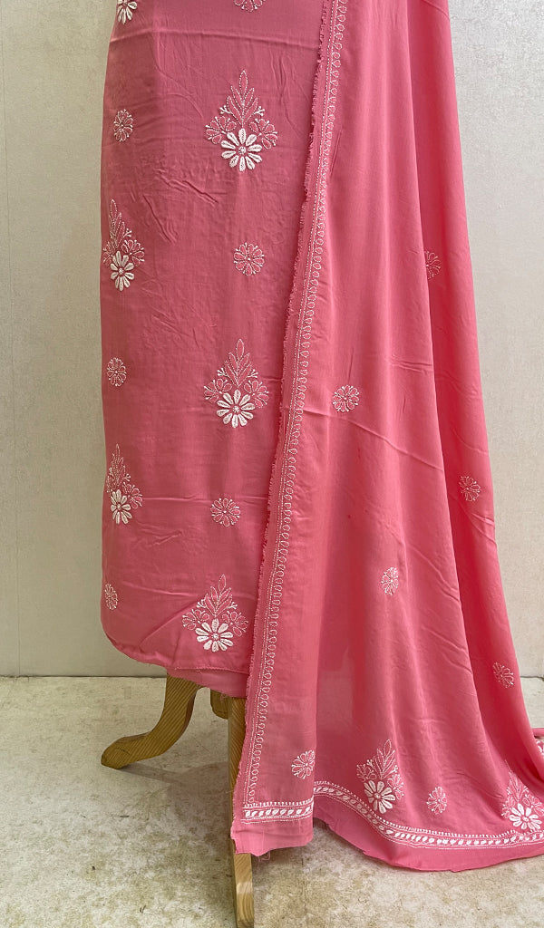 Women's Lakhnavi Handcrafted Modal Cotton Chikankari Kurta Dupatta- HONC0159574