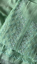 将图像加载到图库查看器中， Saziya Women's Lakhnavi Handcrafted Mul Chanderi Semi - Stitched Kurta And Dupatta Set - HONC0253605
