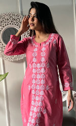 Load image into Gallery viewer, Women's Lucknowi Handcrafted Cotton Chikankari Kurti - HONC0330739