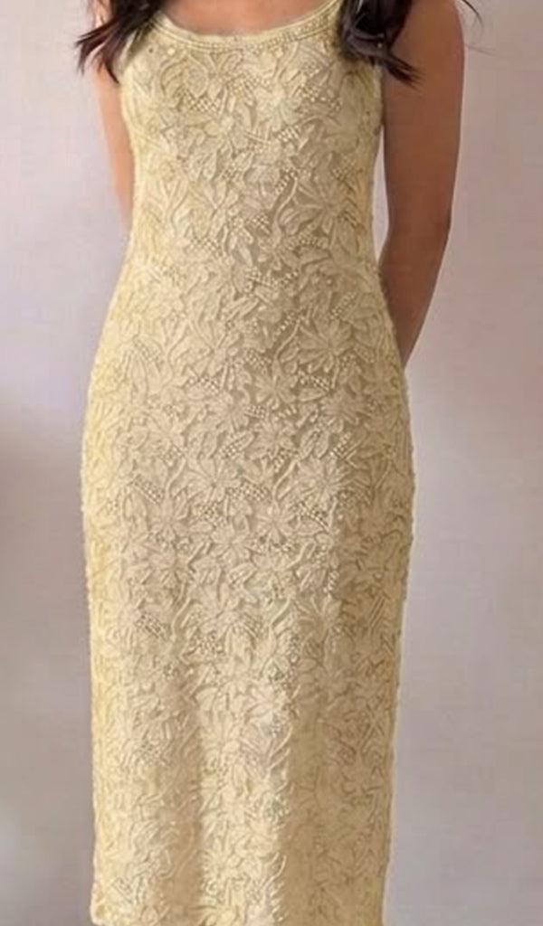 Women's Lakhnavi Handcrafted Viscose Georgette Chikankari Kurti with Slip.- HONC0164820