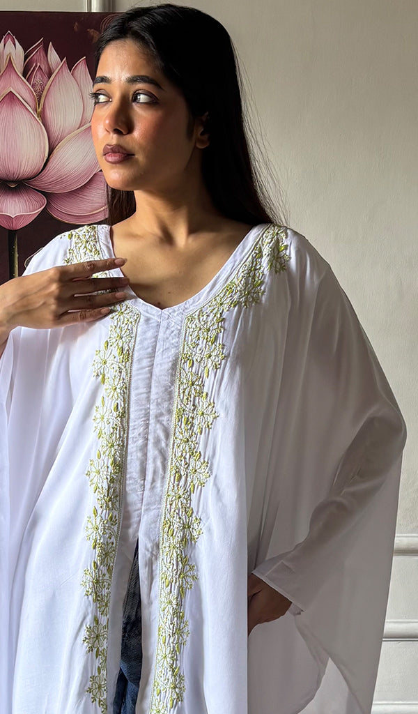 Women's Lucknowi Handcrafted Cotton Chikankari Kaftan - HONC0352334