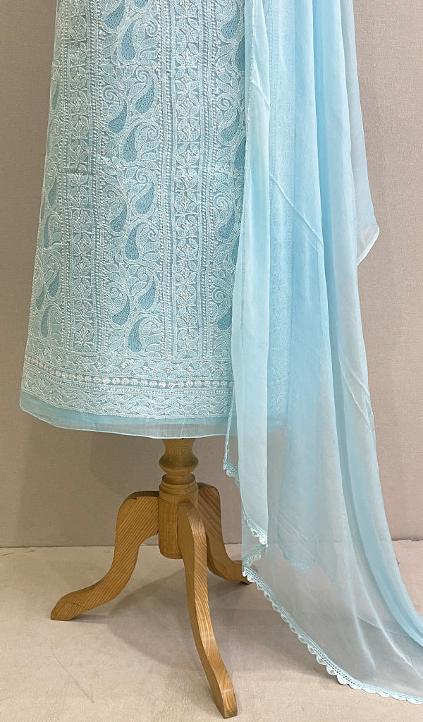 Women's Lakhnavi Handcrafted Cotton Chikankari Suit Material - HONC0197823