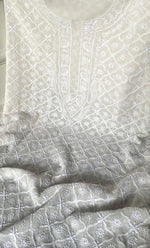 将图像加载到图库查看器中， Lucknowi Handcrafted Pure Silk Georgette Chikankari Unstitched Men&#39;s Kurta Fabric - HONC0313303

