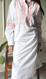 Load image into Gallery viewer, Enayat Women&#39;s Lakhnavi Handcrafted Cotton Chikankari Oversized Kurta And Pant Set - HONC0293604
