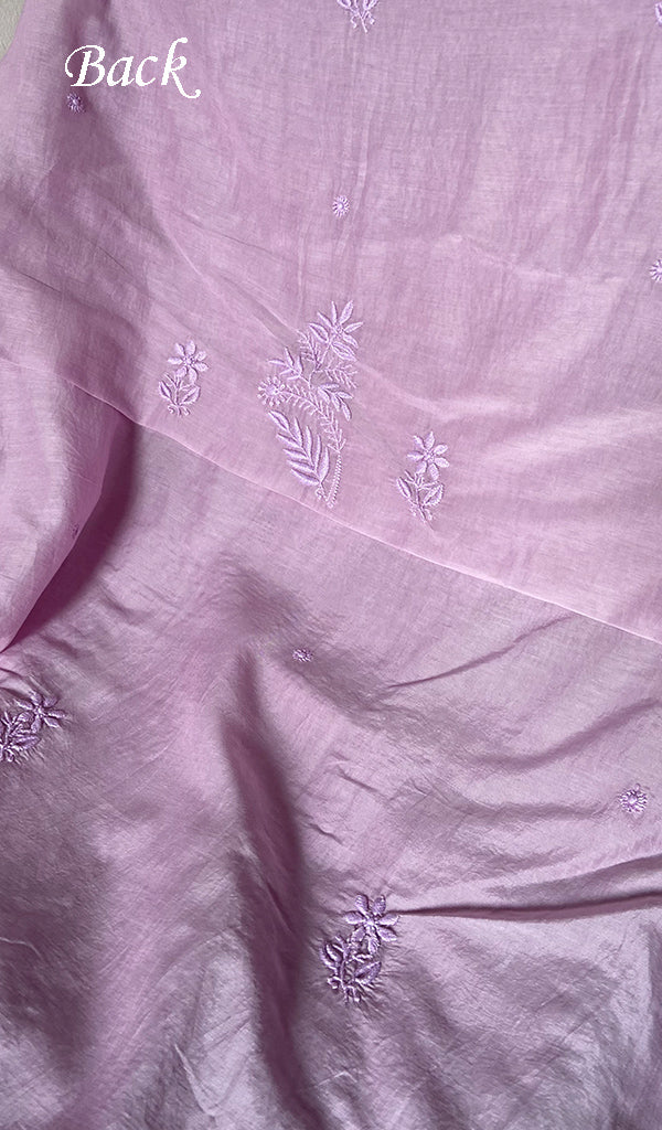 Women's Lakhnavi Handcrafted Muslin Unstitched Chikankari Full Suit - HONC0344378