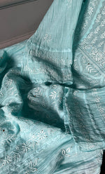 将图像加载到图库查看器中， Women&#39;s Lakhnavi Handcrafted Mul Chanderi Semi - Stitched Kurta And Dupatta Set - HONC0281966
