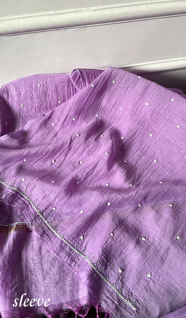 Women's Lakhnavi Handcrafted Unstitchd Mul Chanderi Kurta And Dupatta Set - HONC0330025