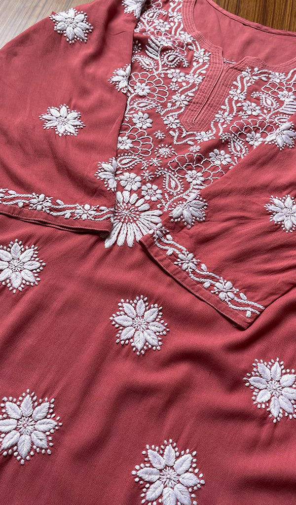 Women's Lucknowi Handcrafted  Modal Cotton Chikankari Kurti - HONC0301035