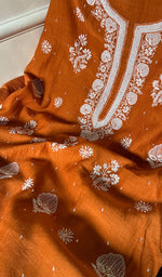 Load image into Gallery viewer, Women&#39;s Lakhnavi Handcrafted Maheshwari Mul Chanderi Kurta And Dupatta Set- HONC0282263
