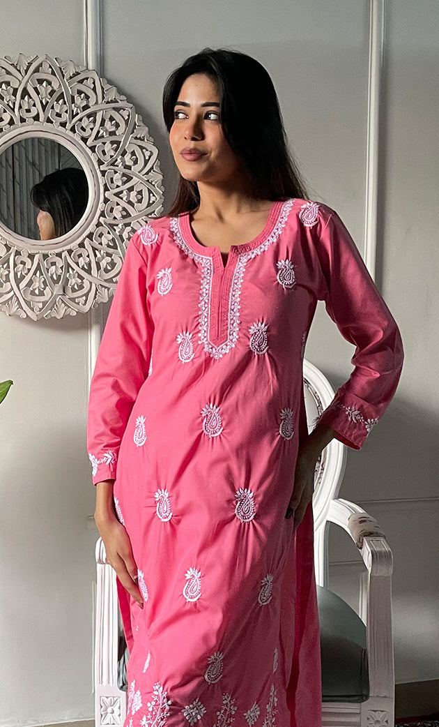 Women's Lucknowi Handcrafted Cotton Chikankari Kurti - HONC0330694