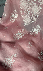 Load image into Gallery viewer, Women&#39;s Lakhnavi Handcrafted Pure Organza Chikankari Unstitched Kurta And Dupatta Set- HONC0305193
