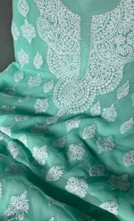 Load image into Gallery viewer, Women&#39;s Lucknowi Handcrafted Faux-Georgette Chikankari Suit Material - HONC0263067
