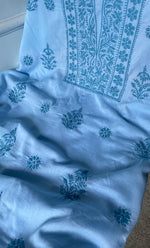 Load image into Gallery viewer, Women&#39;s Lakhnavi Handcrafted Cotton Chikankari Kurta And Kurta Dupatta Set - HONC0245293
