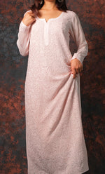 Load image into Gallery viewer, Yusra Women&#39;s Lakhnavi Handcrafted Viscose Georgette Chikankari Kurti- HONC0327253
