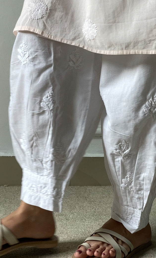 Women's Lucknowi Handcrafted Cotton Chikankari Pant - HONC0305848