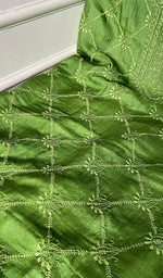 Load image into Gallery viewer, Women's Lakhnavi Handcrafted Tussar Silk Chikankari Unstitched Kurti Fabric - HONC0371822