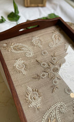 Load image into Gallery viewer, Chikankari Wooden Serving Tray - HONC0308893
