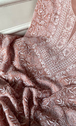 Load image into Gallery viewer, Women&#39;s Lakhnavi Handcrafted Pure Silk Georgette Chikankari Kurta And Dupatta Set- HONC0290999
