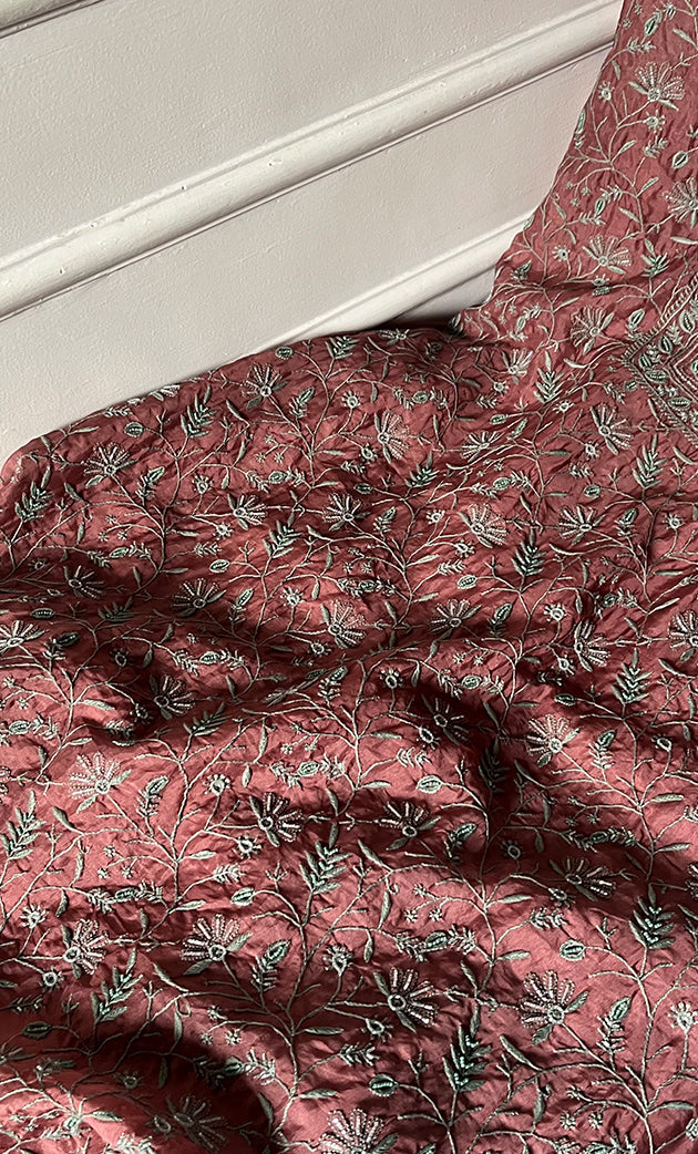 Women's Lakhnavi Handcrafted Pure Organza Chikankari Unstitched Kurta And Dupatta Set- HONC0327849