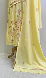 Load image into Gallery viewer, Lakhnavi Handcrafted Cotton Chikankari Semi Stitched Kurta And Dupatta Set- HONC0138429
