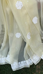Load image into Gallery viewer, Women&#39;s Lakhnavi Handcrafted Faux-Georgette Chikankari Saree - HONC0228975

