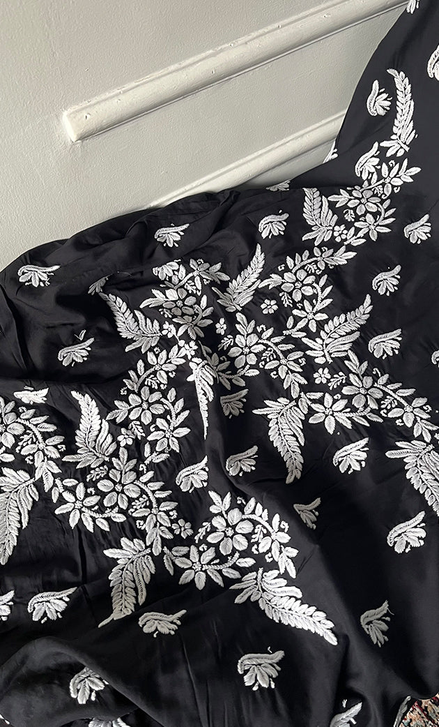Arisha Women's Lucknowi Handcrafted Modal Cotton Chikankari Unstitched Suit Material - HONC0275938