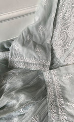 Load image into Gallery viewer, Women&#39;s Lucknowi Handcrafted Kota Cotton Chikankari Unstitched Kurta And Dupatta Set - HONC0307250
