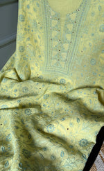 将图像加载到图库查看器中， Women's Lakhnavi Handcrafted Unstitched Mul Chanderi Kurta And Dupatta Set - HONC0280883