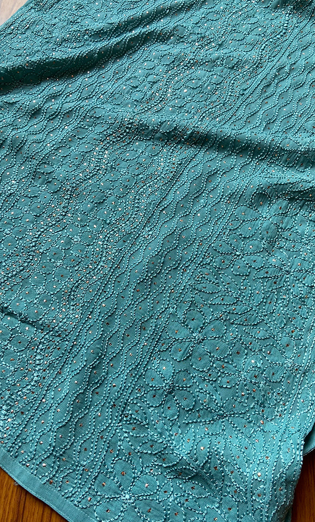 Yusra Women's Lakhnavi Handcrafted Viscose Georgette Chikankari Kurti- HONC0282692