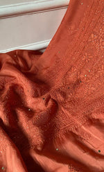 Load image into Gallery viewer, Women&#39;s Lucknowi Handcrafted Muslin Chikankari Unstitched Suit Material - HONC0258337
