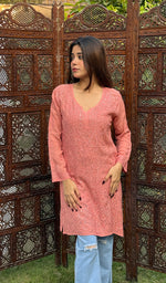 Load image into Gallery viewer, Women&#39;s Lucknowi Handcrafted Viscose Georgette Chikankari Top - HONC0227633
