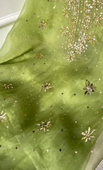 将图像加载到图库查看器中， Marifa Women's Lakhnavi Handcrafted Pure Organza Chikankari Unstitched Kurta And Dupatta Set- HONC0317963