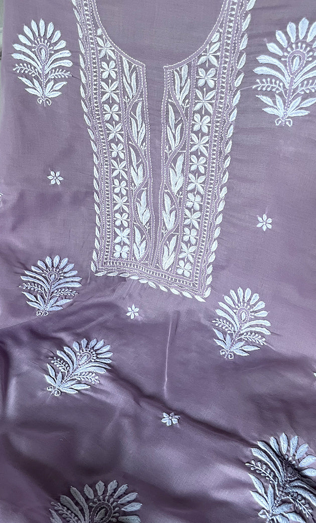 Women's Lakhnavi Handcrafted Cotton Chikankari Unstitched Kurti Fabric - HONC0318768