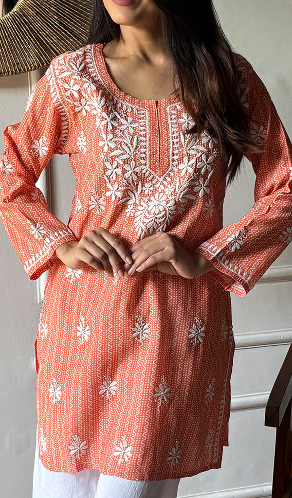 Women's Lakhnavi Handcrafted Cotton Chikankari Top - HONC0350779