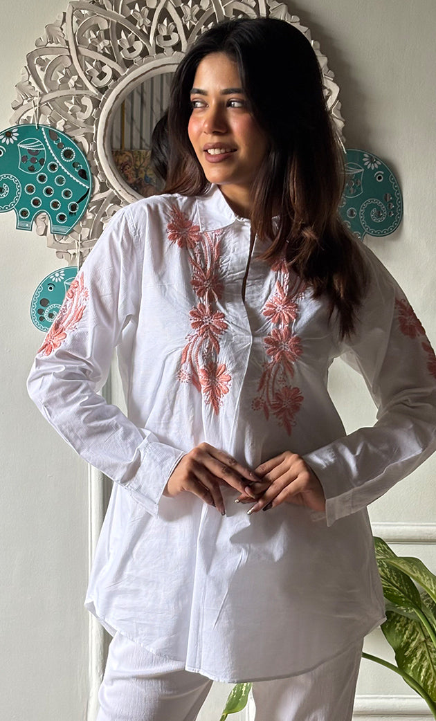 Women's Lakhnavi Handcrafted Modal Cotton Chikankari Top - HONC0313721